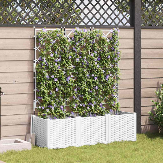 vidaXL Γλάστρα Κήπου 3 τμχ. Λευκό 120 x 40 x 143 εκ. PP