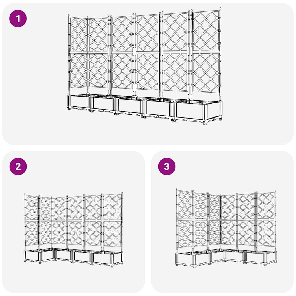 vidaXL Γλάστρα Κήπου 5 pcs Λευκός 120 x 120 x 125,5 εκ. Πλαστικό