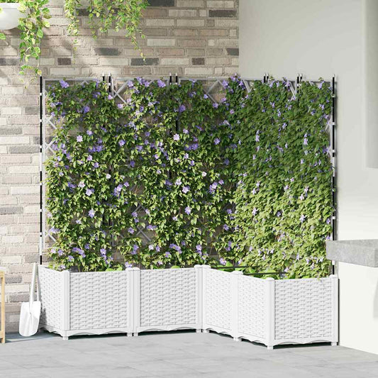 vidaXL Γλάστρα Κήπου 5 τμχ. Λευκό 120 x 120 x 143 εκ. PP