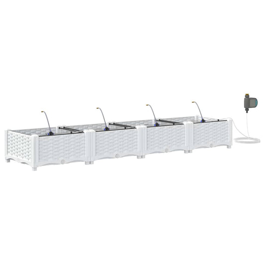 vidaXL Γλάστρα Κήπου 4 τμχ. Λευκό 160 x 40 x 22 cm PP