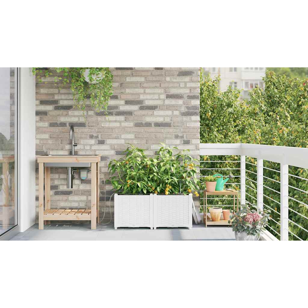 vidaXL Γλάστρα Κήπου 2 pcs Λευκός 80 x 40 x 37,5 cm Πλαστικό