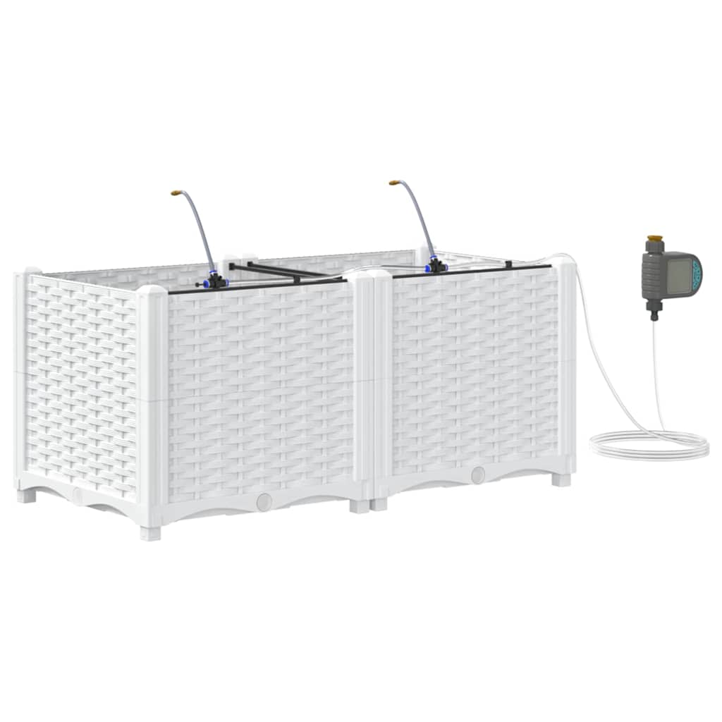 vidaXL Γλάστρα Κήπου 2 pcs Λευκός 80 x 40 x 37,5 cm Πλαστικό