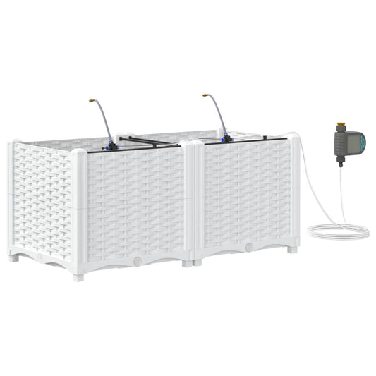 vidaXL Γλάστρα Κήπου 2 τμχ. Λευκό 80 x 40 x 37,5 cm PP