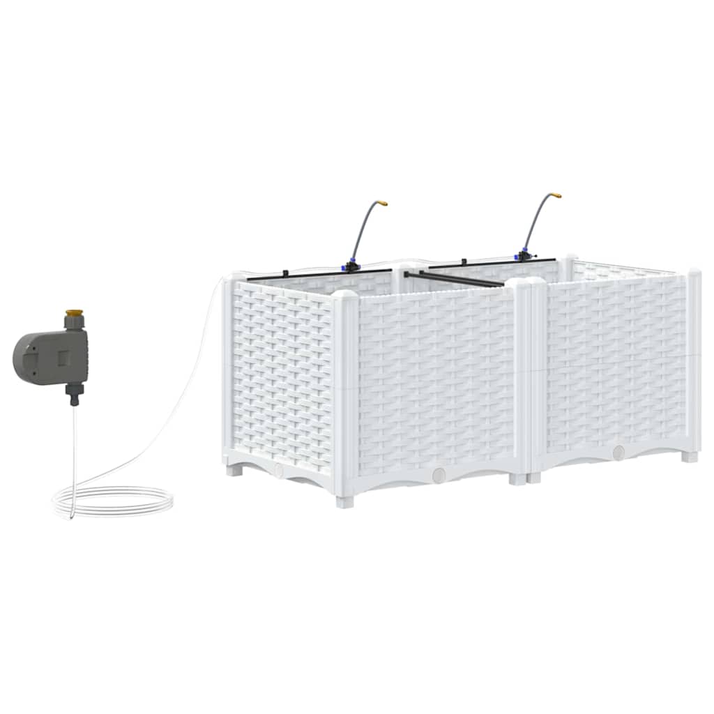 vidaXL Γλάστρα Κήπου 2 pcs Λευκός 80 x 40 x 37,5 cm Πλαστικό