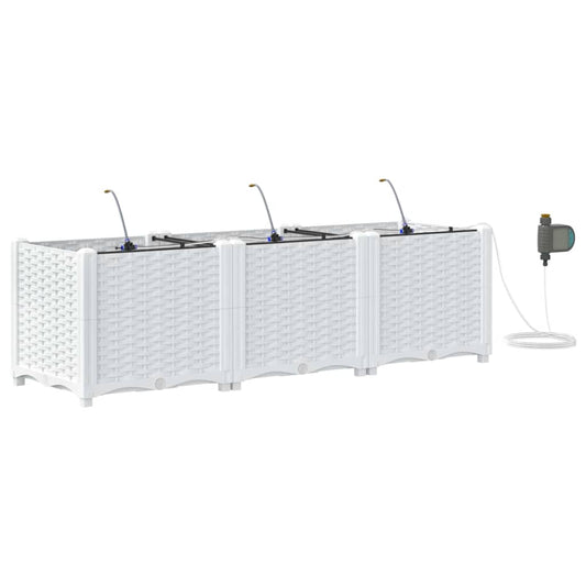 vidaXL Γλάστρα Κήπου 3 τμχ. Λευκό 120 x 40 x 37,5 cm PP