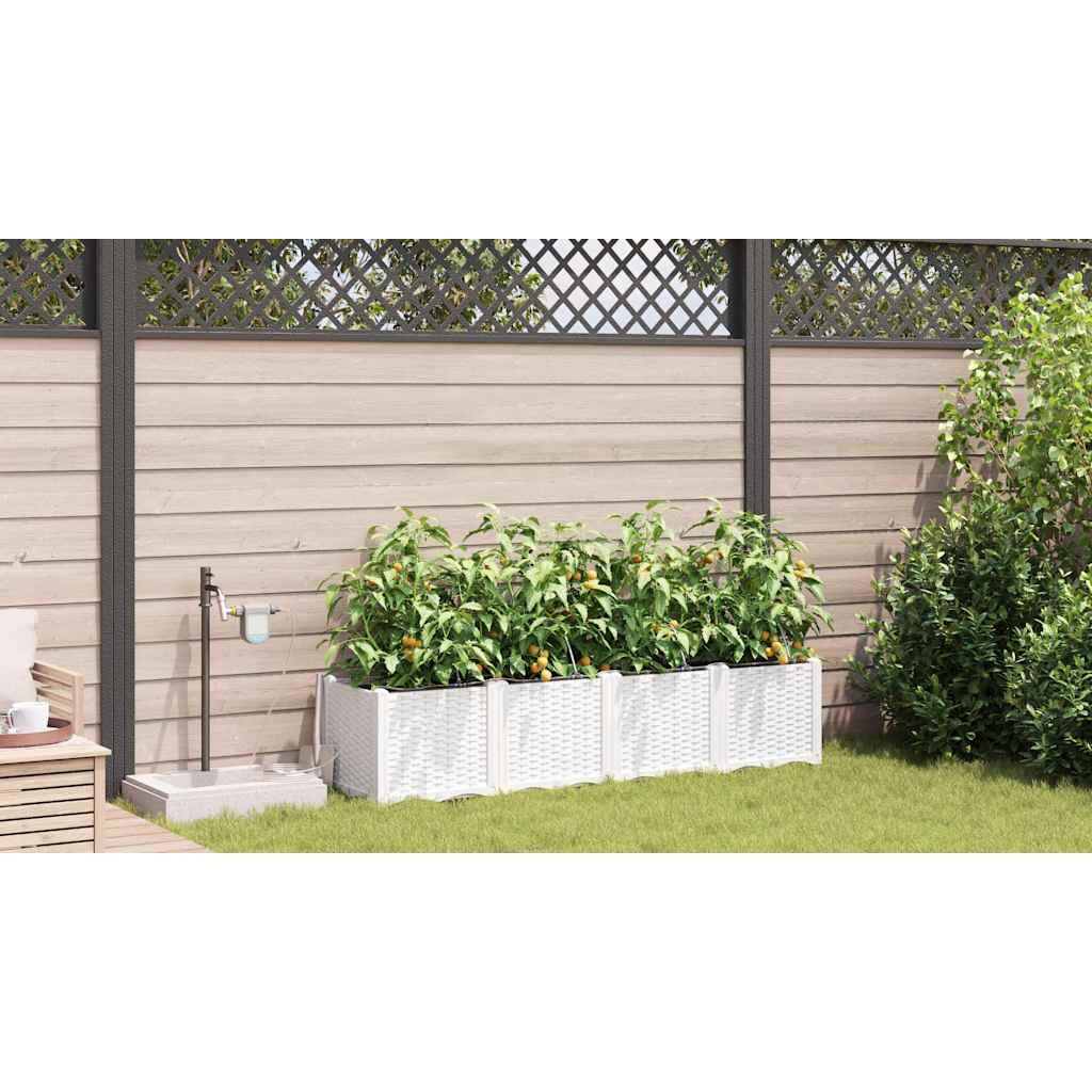 vidaXL Γλάστρα Κήπου 4 pcs Λευκός 160 x 40 x 37,5 cm Πλαστικό