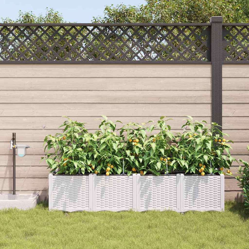 vidaXL Γλάστρα Κήπου 4 pcs Λευκός 160 x 40 x 37,5 cm Πλαστικό