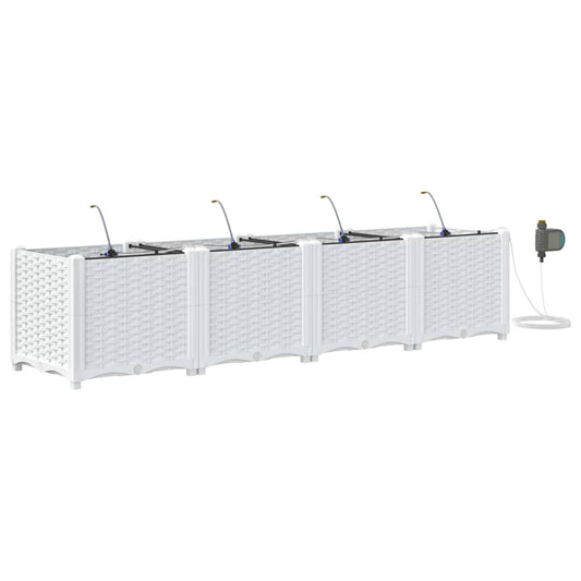 vidaXL Γλάστρα Κήπου 4 τμχ. Λευκό 160 x 40 x 37,5 cm PP