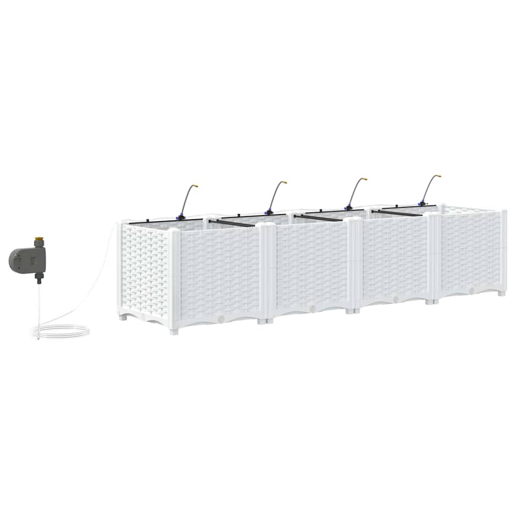 vidaXL Γλάστρα Κήπου 4 pcs Λευκός 160 x 40 x 37,5 cm Πλαστικό
