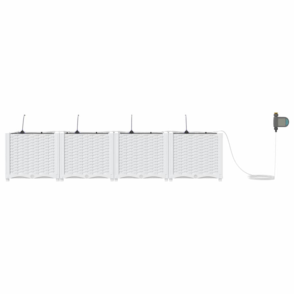 vidaXL Γλάστρα Κήπου 4 pcs Λευκός 160 x 40 x 37,5 cm Πλαστικό