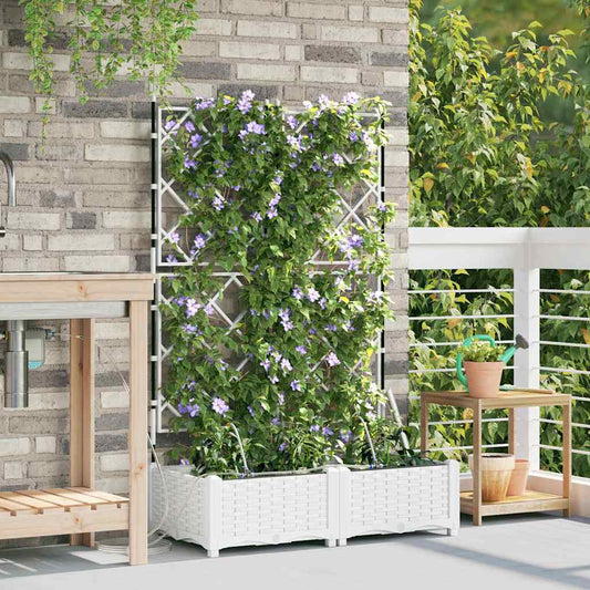 vidaXL Γλάστρα Κήπου 2 τμχ. Λευκό 80 x 40 x 126 cm PP