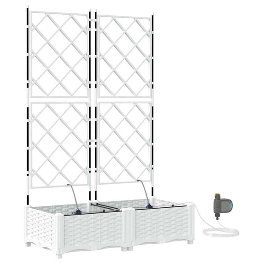 vidaXL Γλάστρα Κήπου 2 τμχ. Λευκό 80 x 40 x 126 cm PP