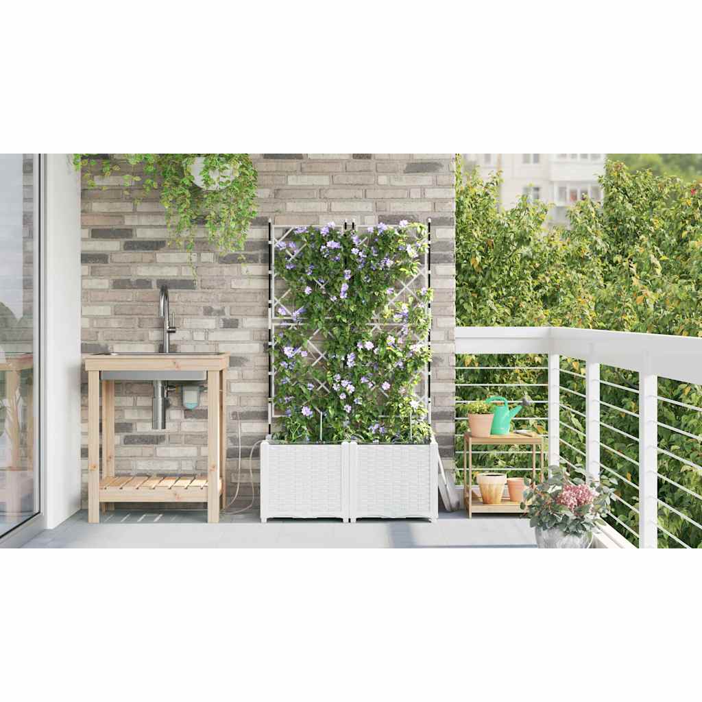 vidaXL Γλάστρα Κήπου 2 pcs Λευκός 80 x 40 x 142 cm Πλαστικό