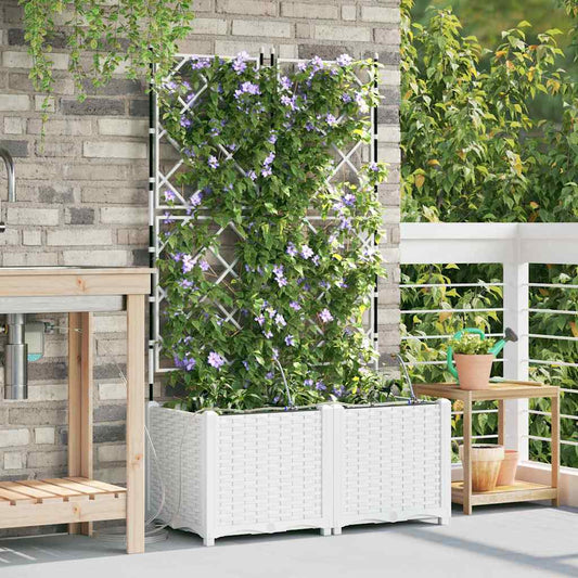 vidaXL Γλάστρα Κήπου 2 pcs Λευκός 80 x 40 x 142 cm Πλαστικό