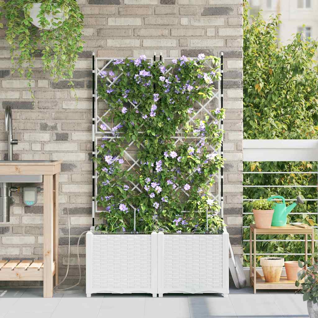 vidaXL Γλάστρα Κήπου 2 pcs Λευκός 80 x 40 x 142 cm Πλαστικό