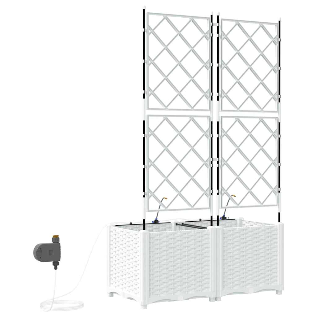 vidaXL Γλάστρα Κήπου 2 pcs Λευκός 80 x 40 x 142 cm Πλαστικό
