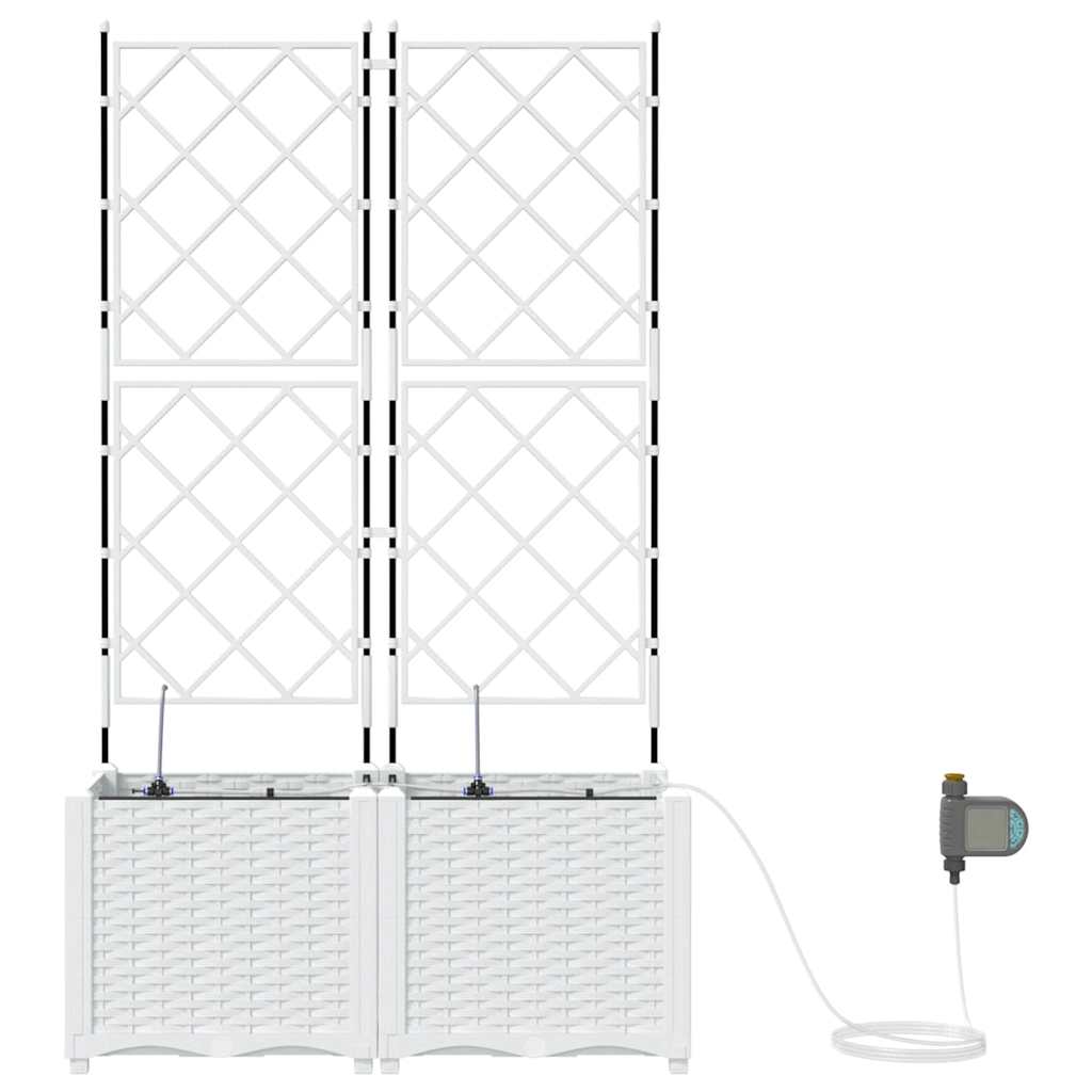 vidaXL Γλάστρα Κήπου 2 pcs Λευκός 80 x 40 x 142 cm Πλαστικό