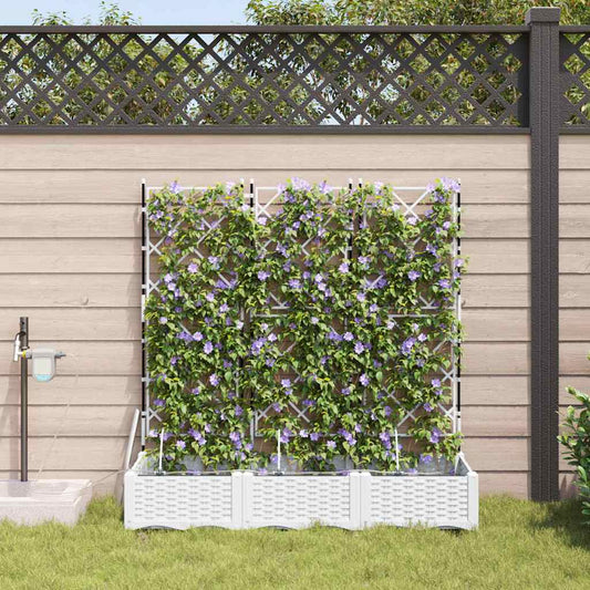 vidaXL Γλάστρα Κήπου 3 pcs Λευκός 120 x 40 x 126 cm Πλαστικό