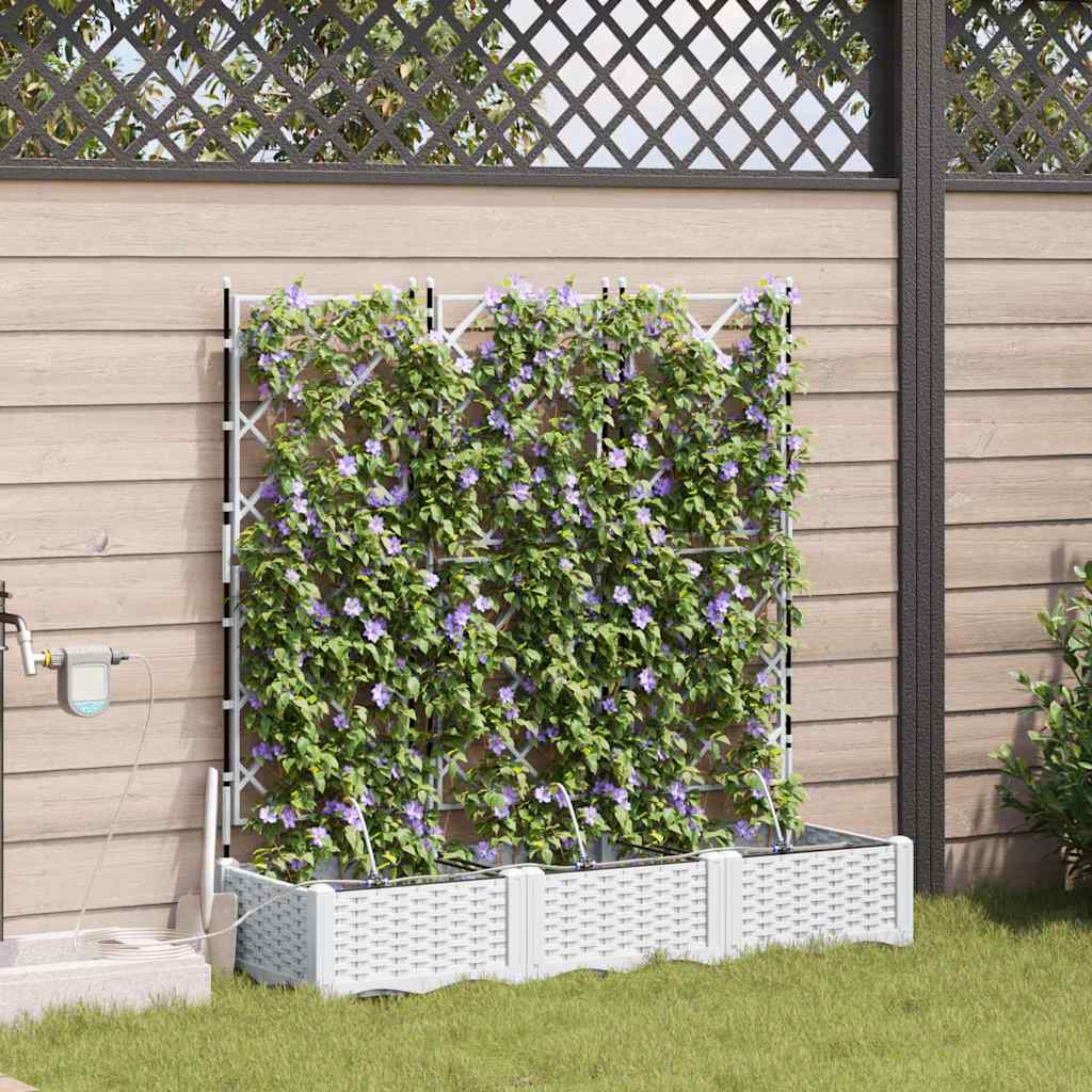 vidaXL Γλάστρα Κήπου 3 pcs Λευκός 120 x 40 x 126 cm Πλαστικό