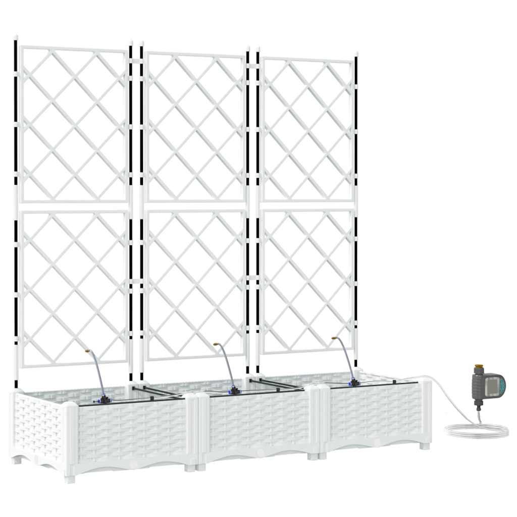vidaXL Γλάστρα Κήπου 3 pcs Λευκός 120 x 40 x 126 cm Πλαστικό