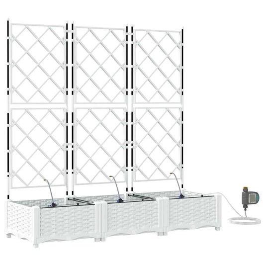vidaXL Γλάστρα Κήπου 3 pcs Λευκός 120 x 40 x 126 cm Πλαστικό
