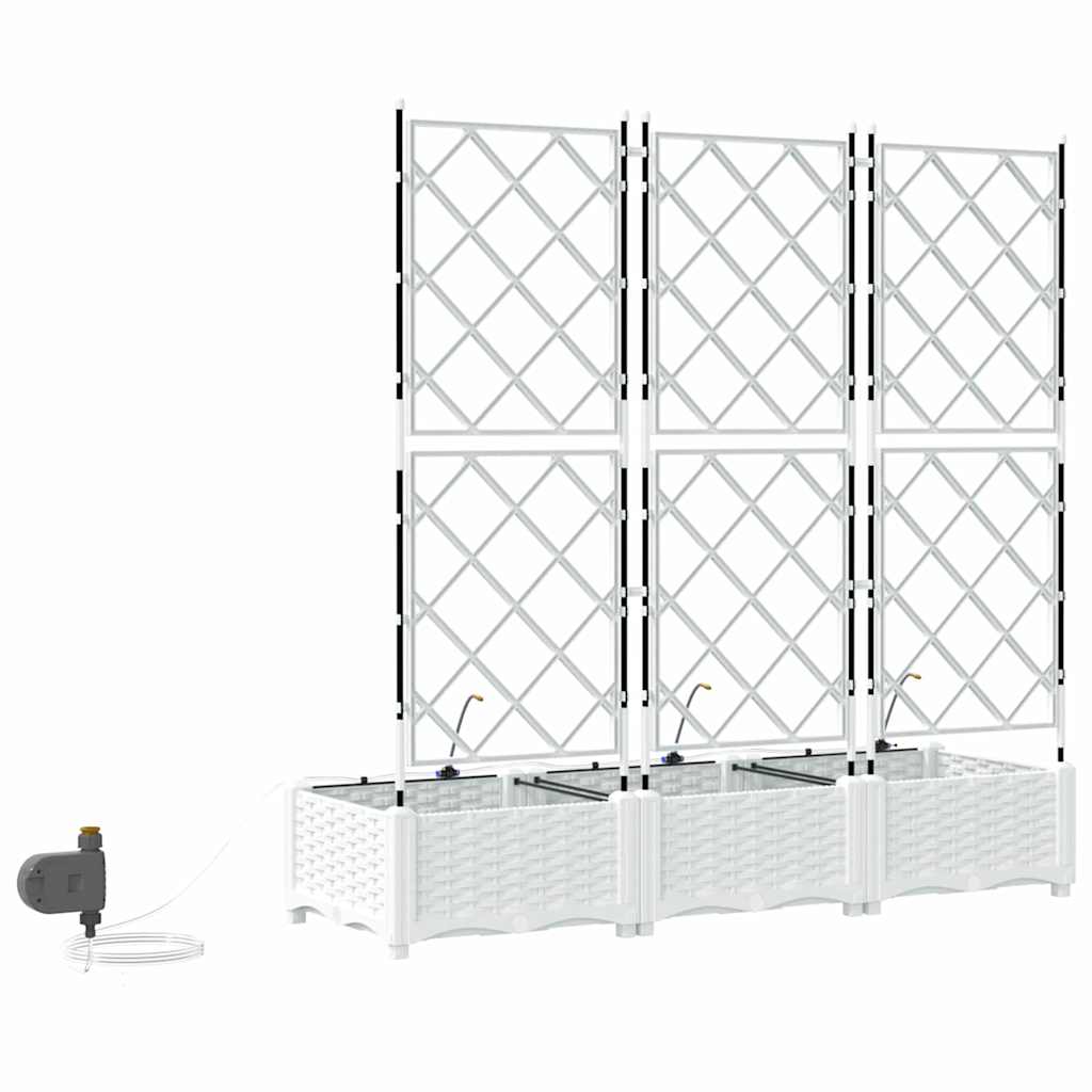 vidaXL Γλάστρα Κήπου 3 pcs Λευκός 120 x 40 x 126 cm Πλαστικό