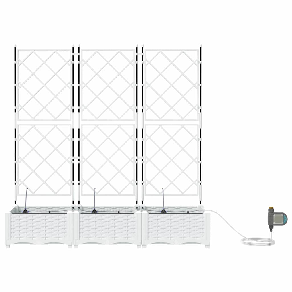 vidaXL Γλάστρα Κήπου 3 pcs Λευκός 120 x 40 x 126 cm Πλαστικό