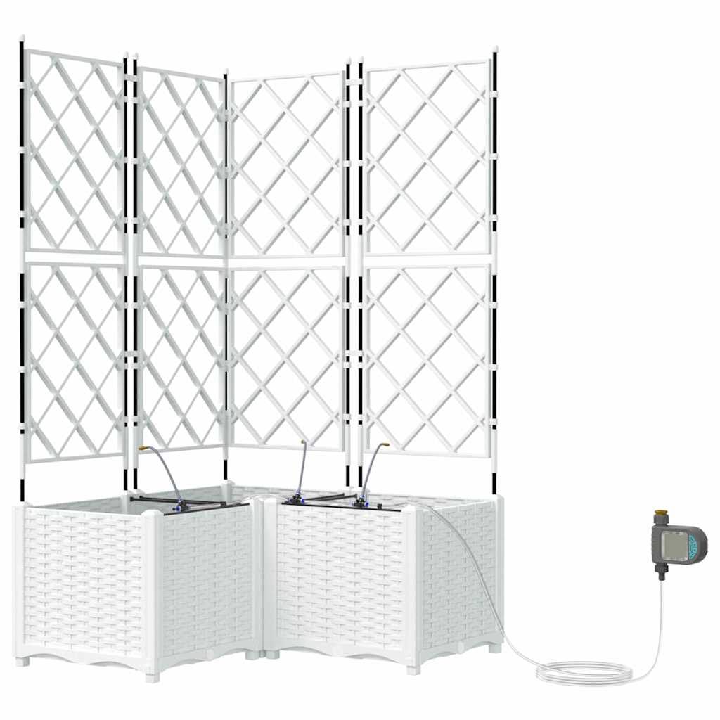 vidaXL Ζαρντινιέρες κήπου Λευκό 80 x 80 x 142 cm Ατσάλι