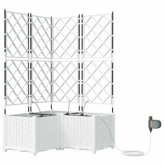 vidaXL Γλάστρα Κήπου 3 τμχ. Λευκό 80 x 80 x 142 cm PP