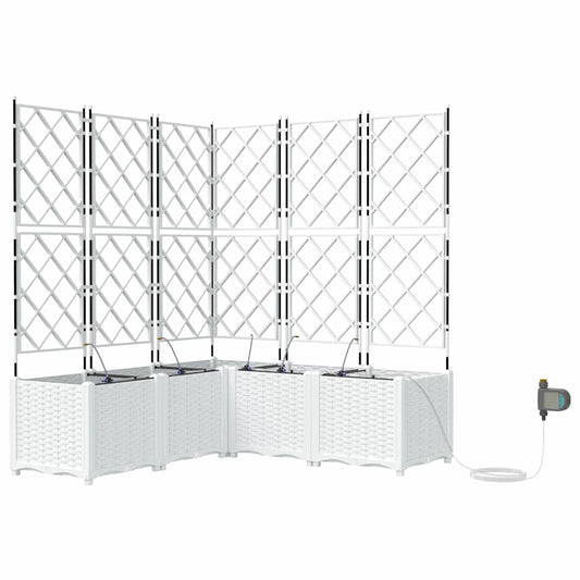 vidaXL Γλάστρα Κήπου 5 τμχ. Λευκό 120 x 120 x 142 cm PP