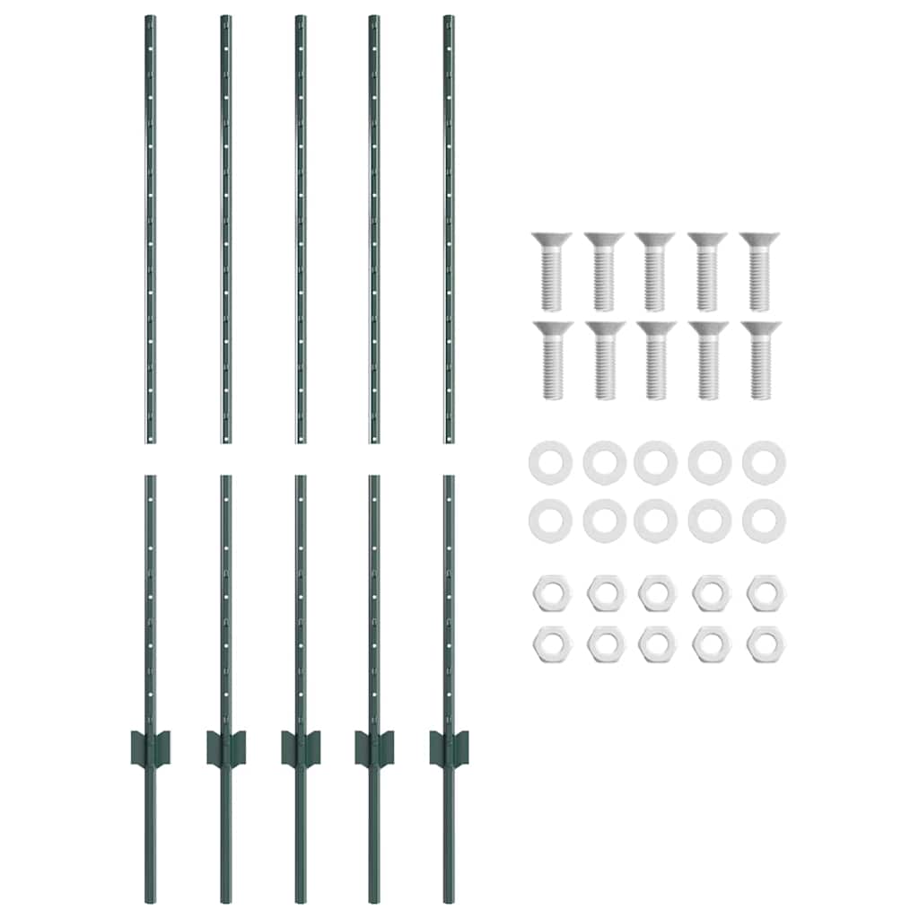 vidaXL Στύλος Περιφράξεων 5 pcs Πράσινο 120 cm Ατσάλι