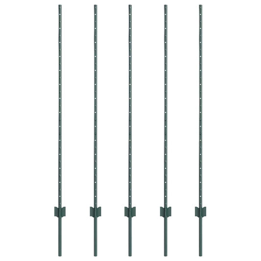 vidaXL Στύλος Περιφράξεων 5 pcs Πράσινο 140 cm Ατσάλι