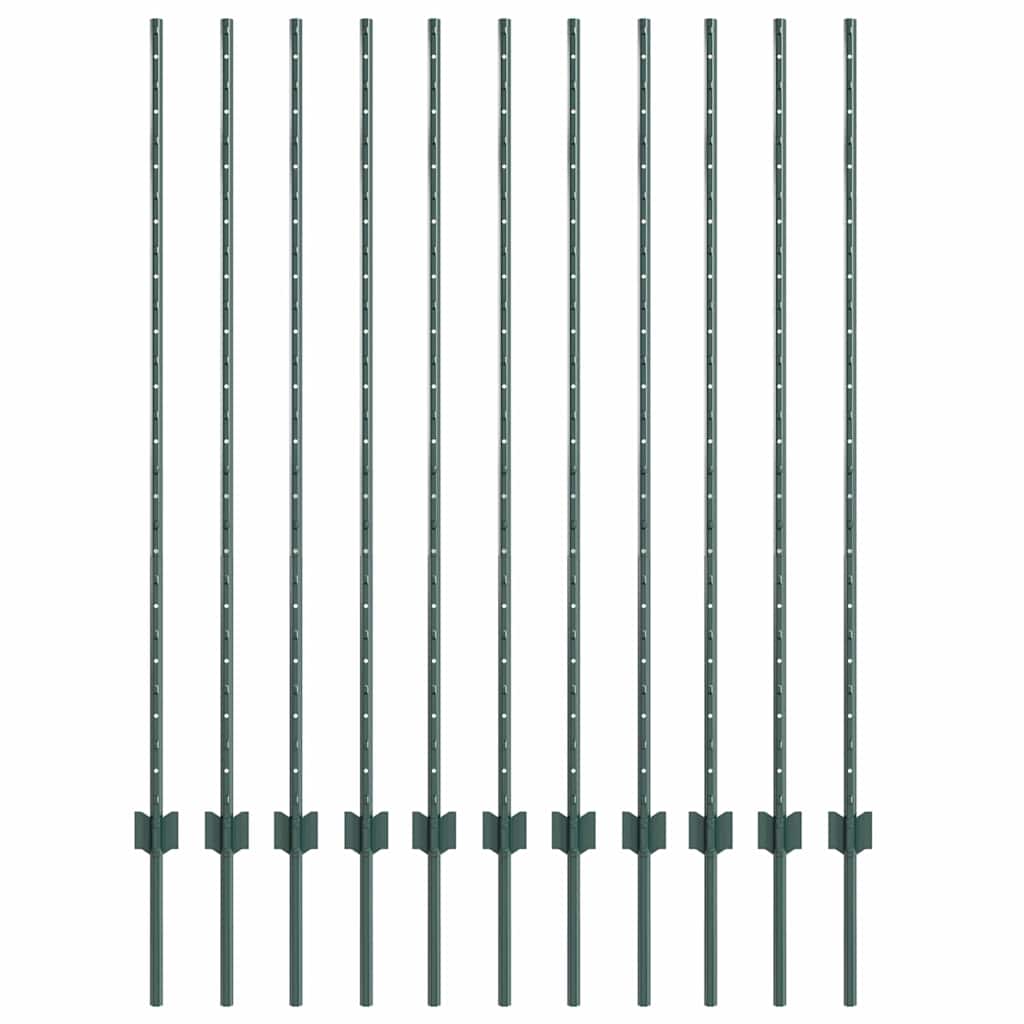 vidaXL Στύλος Περιφράξεων 11 pcs Πράσινο 140 cm Ατσάλι