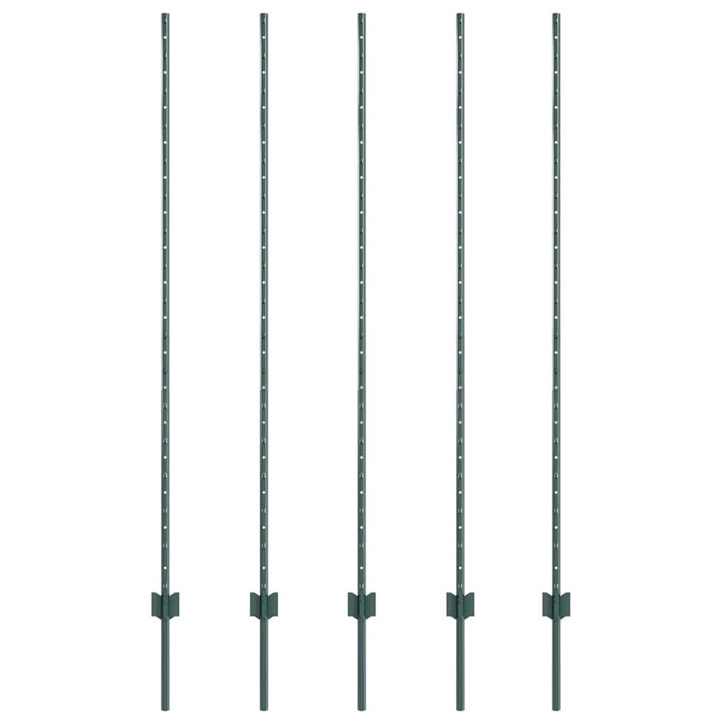 vidaXL Στύλος Περιφράξεων 5 pcs Πράσινο 160 cm Ατσάλι