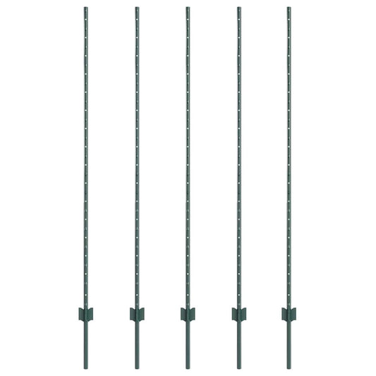 vidaXL Στύλος Περιφράξεων 5 pcs Πράσινο 160 cm Ατσάλι