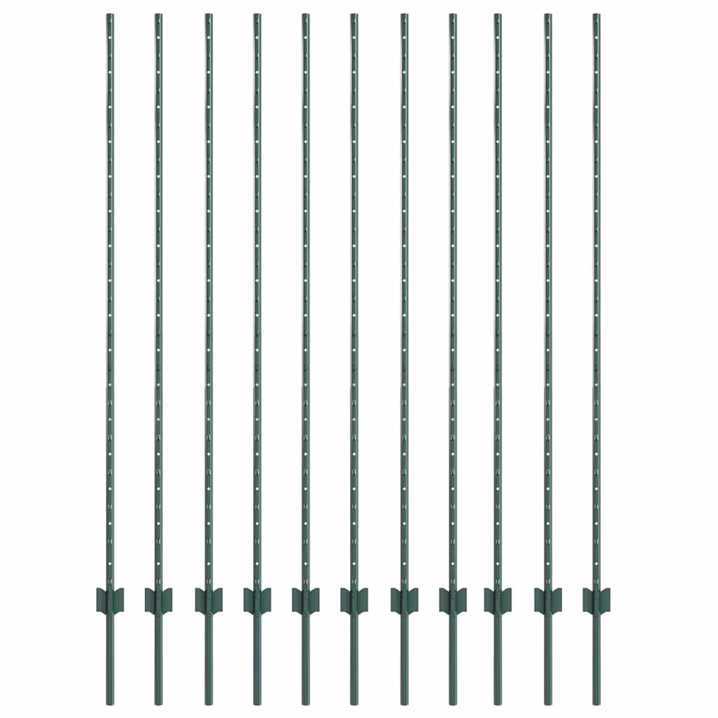vidaXL Στύλος Περιφράξεων 11 pcs Πράσινο 160 cm Ατσάλι