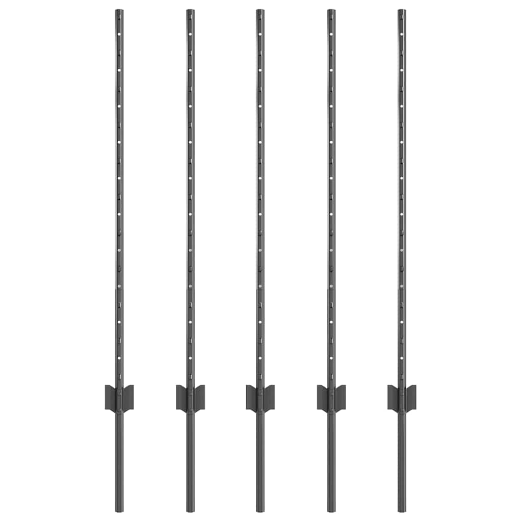 vidaXL Στύλος Περιφράξεων 5 pcs Γκρι 100 cm Ατσάλι