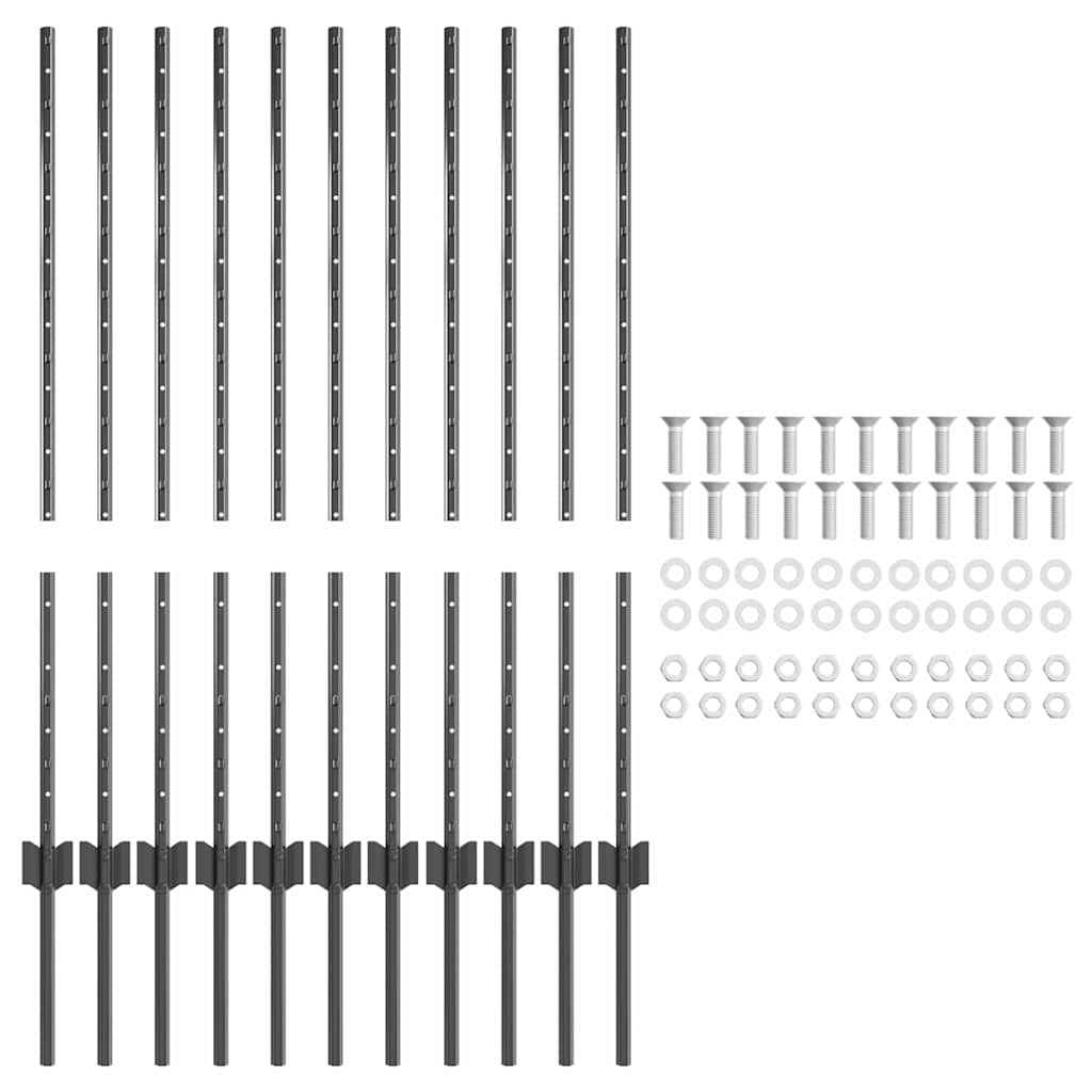 vidaXL Στύλος Περιφράξεων 11 pcs Γκρι 100 cm Ατσάλι