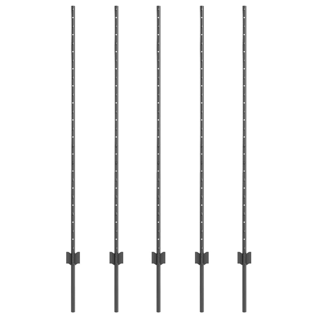 vidaXL Στύλος Περιφράξεων 5 pcs Γκρι 140 cm Ατσάλι