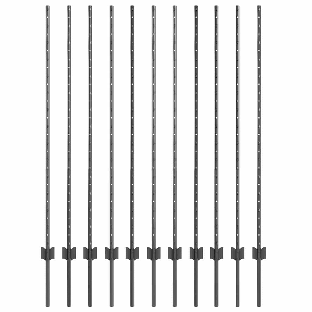 vidaXL Στύλος Περιφράξεων 11 pcs Γκρι 140 cm Ατσάλι