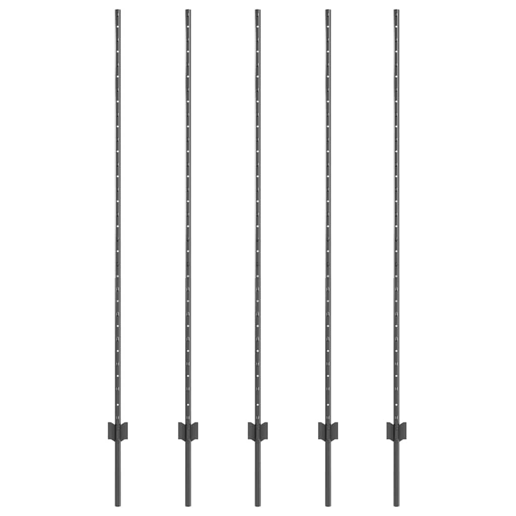 vidaXL Στύλος Περιφράξεων 5 pcs Γκρι 150 cm Ατσάλι
