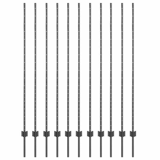 vidaXL Στύλος Περιφράξεων 11 pcs Γκρι 150 cm Ατσάλι