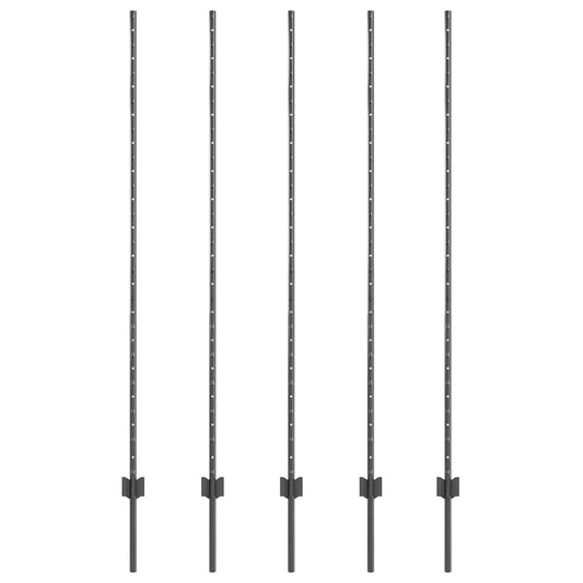 vidaXL Στύλος Περιφράξεων 5 pcs Γκρι 160 cm Ατσάλι