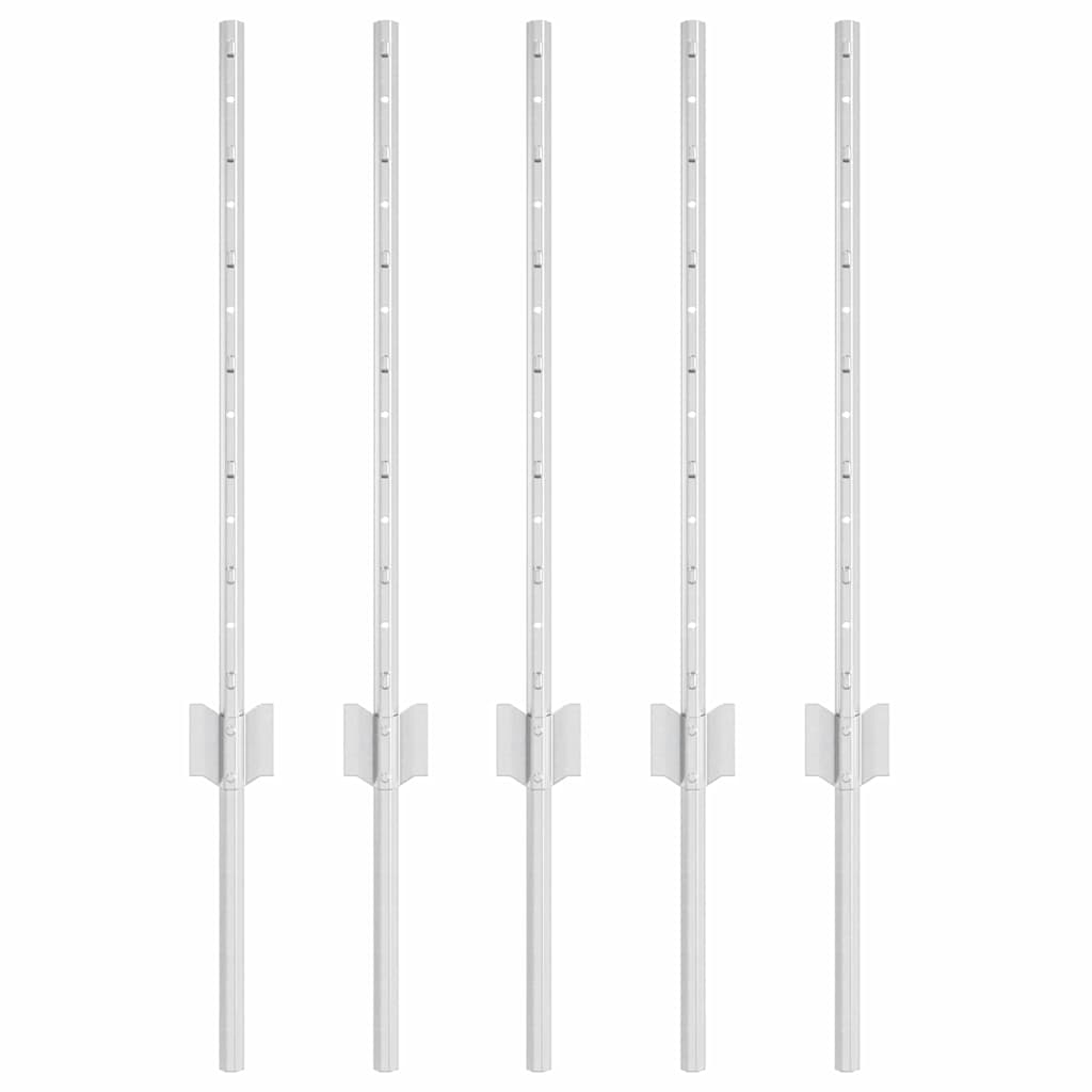 vidaXL Στύλος Περιφράξεων 5 pcs Ασημί 60 cm Ατσάλι