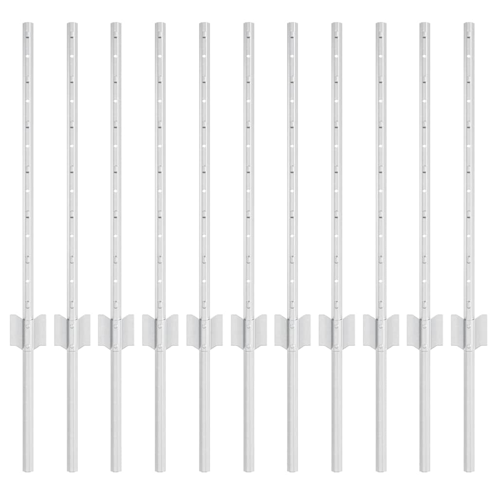 vidaXL Στύλος Περιφράξεων 11 pcs Ασημί 60 cm Ατσάλι