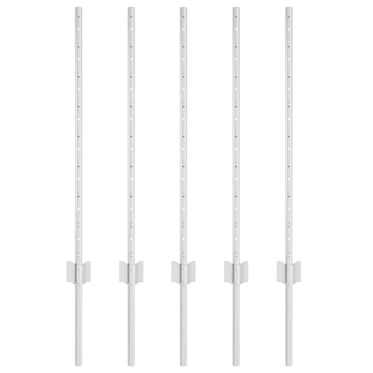 vidaXL Στύλος Περιφράξεων 5 pcs Ασημί 80 cm Ατσάλι