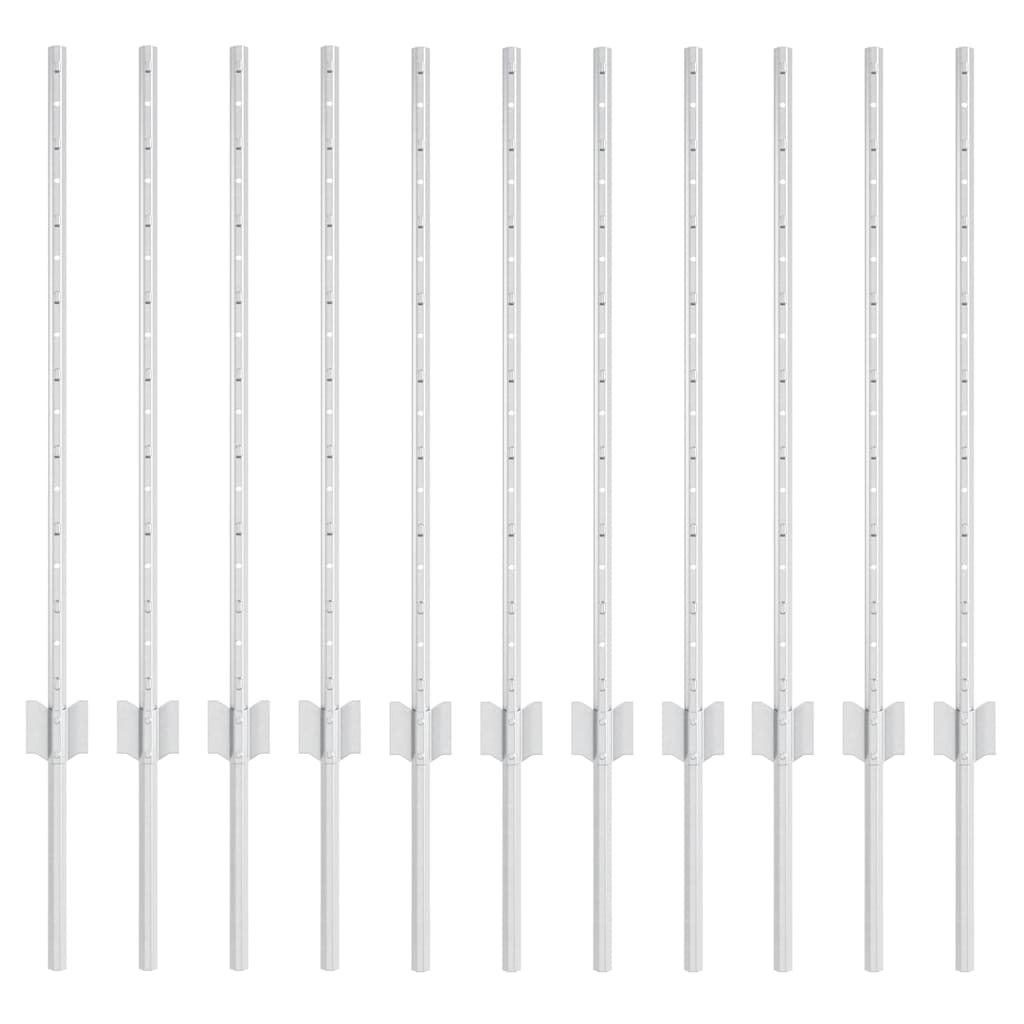 vidaXL Στύλος Περιφράξεων 11 pcs Ασημί 80 cm Ατσάλι