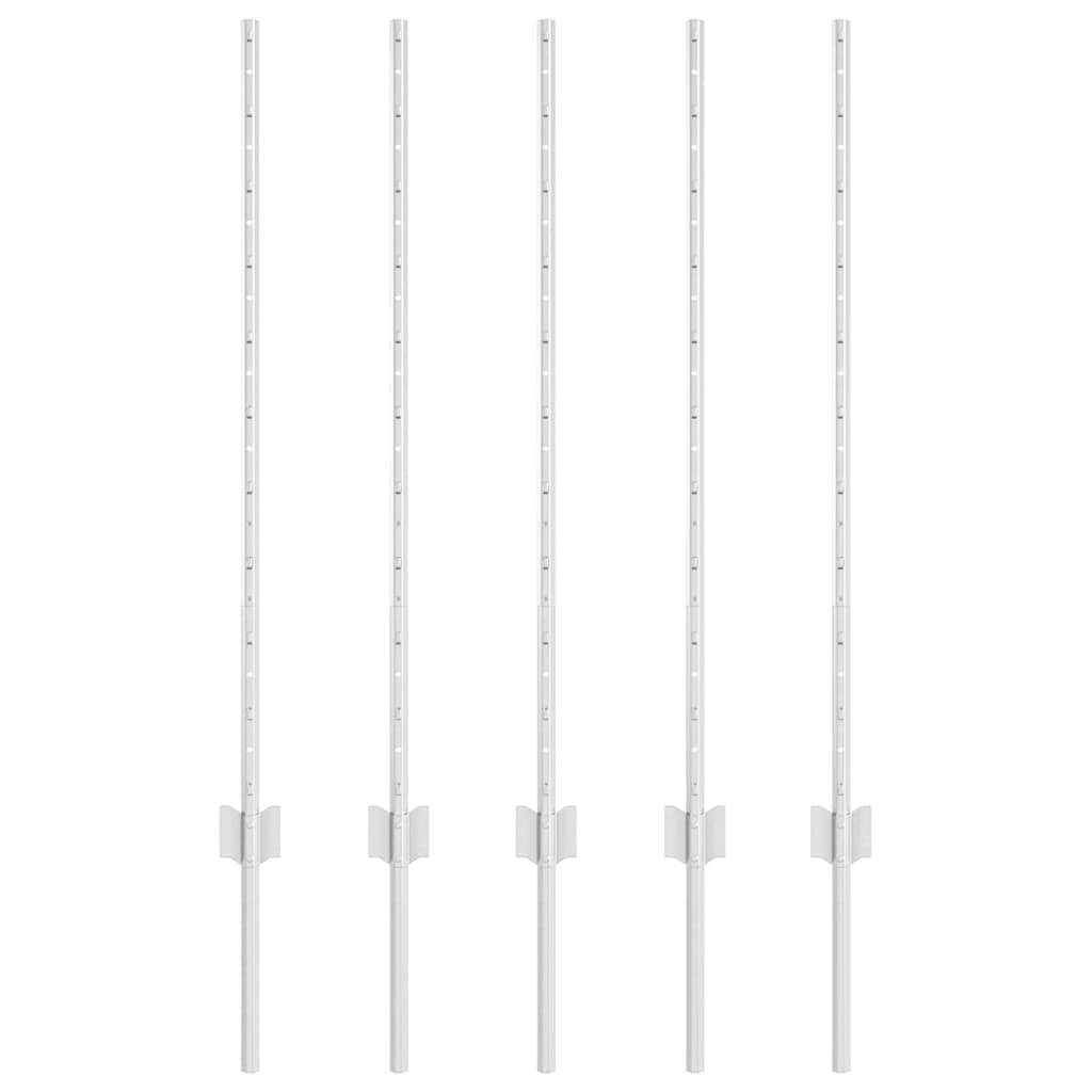vidaXL Στύλος Περιφράξεων 5 pcs Ασημί 100 cm Ατσάλι