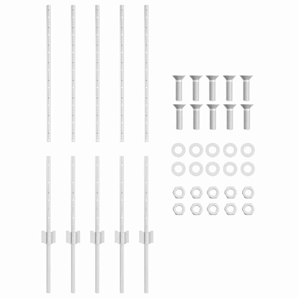 vidaXL Στύλος Περιφράξεων 5 pcs Ασημί 100 cm Ατσάλι