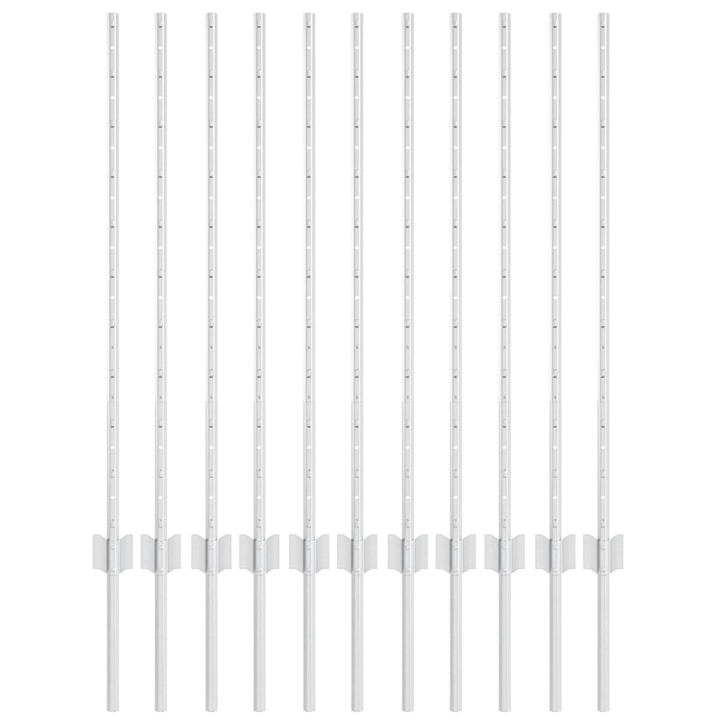 vidaXL Στύλος Περιφράξεων 11 pcs Ασημί 100 cm Ατσάλι
